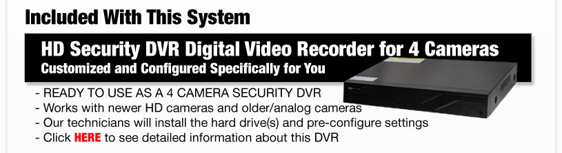 Included With This System HD Security DVR Digital Video Recorder for 4 Cameras Customized and Configured Specifically for You