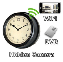 WiFi Black Frame Office Style Wall Clock Hidden Camera Spy Camera Nanny Cam