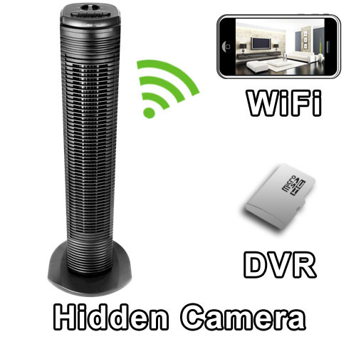 Tower Fan Hidden Camera Spy Camera Nanny Cam With Built-in DVR And WiFi Live Viewing from iPhone and Android